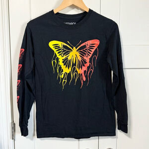 Vitriol from Zumiez Black Long Sleeve Shirt with Butterfly Design size small